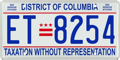 DC license plate ET8254