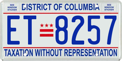 DC license plate ET8257