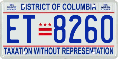 DC license plate ET8260