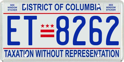 DC license plate ET8262
