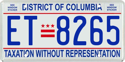 DC license plate ET8265