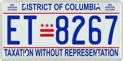 DC license plate ET8267