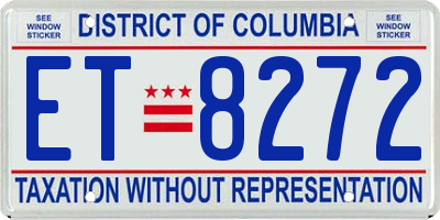 DC license plate ET8272