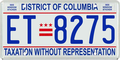 DC license plate ET8275