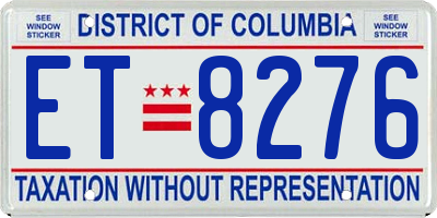 DC license plate ET8276
