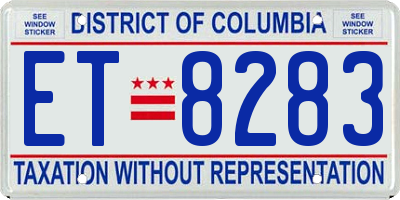 DC license plate ET8283