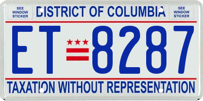 DC license plate ET8287