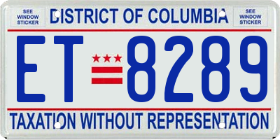 DC license plate ET8289