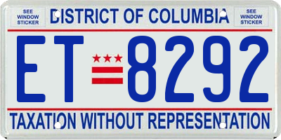 DC license plate ET8292