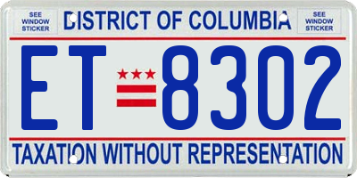 DC license plate ET8302