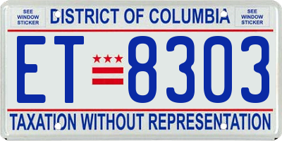 DC license plate ET8303