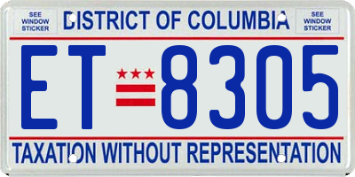 DC license plate ET8305