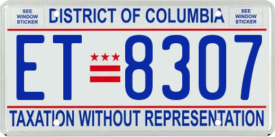 DC license plate ET8307
