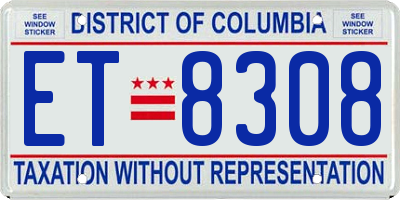 DC license plate ET8308