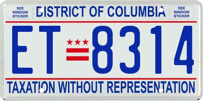 DC license plate ET8314
