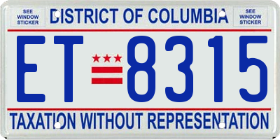 DC license plate ET8315