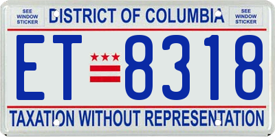 DC license plate ET8318