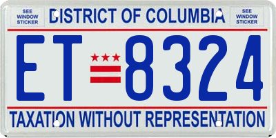 DC license plate ET8324