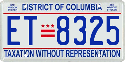 DC license plate ET8325