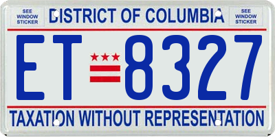 DC license plate ET8327