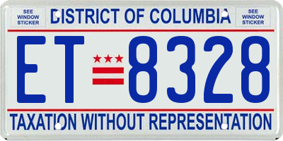 DC license plate ET8328