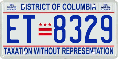DC license plate ET8329