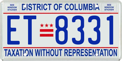 DC license plate ET8331
