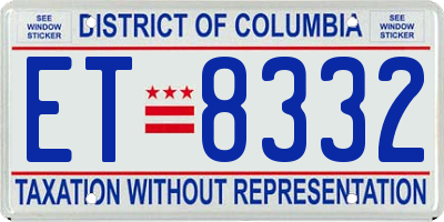 DC license plate ET8332