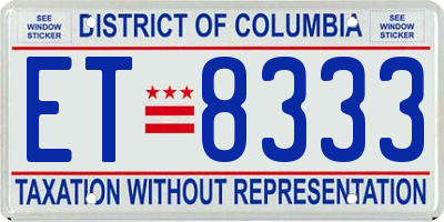 DC license plate ET8333