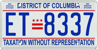 DC license plate ET8337