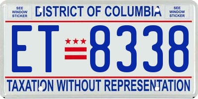 DC license plate ET8338