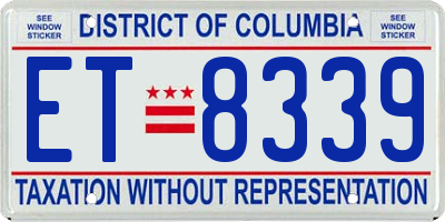 DC license plate ET8339