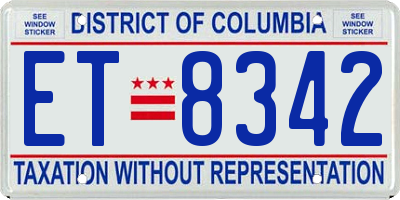 DC license plate ET8342