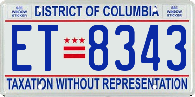 DC license plate ET8343