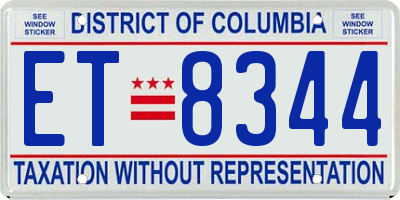 DC license plate ET8344