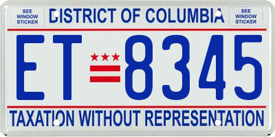 DC license plate ET8345