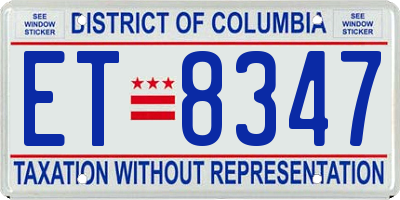 DC license plate ET8347