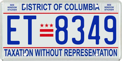 DC license plate ET8349