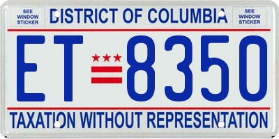 DC license plate ET8350