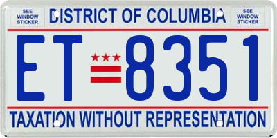 DC license plate ET8351