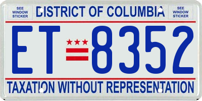 DC license plate ET8352