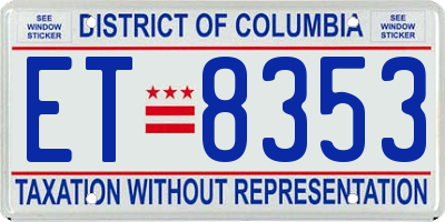 DC license plate ET8353
