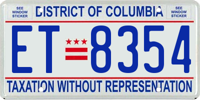 DC license plate ET8354