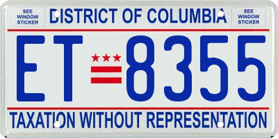 DC license plate ET8355