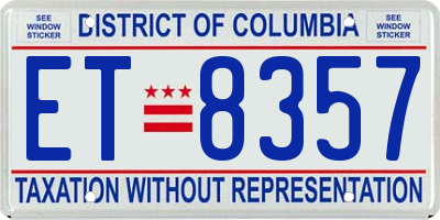 DC license plate ET8357