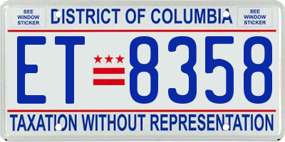 DC license plate ET8358