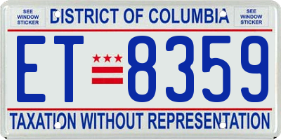 DC license plate ET8359