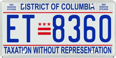DC license plate ET8360