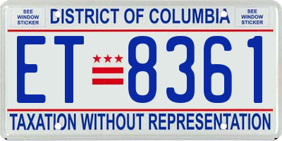 DC license plate ET8361
