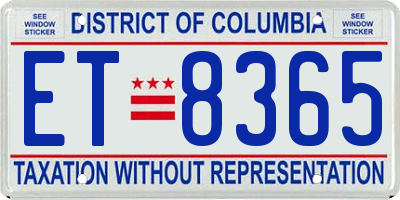 DC license plate ET8365